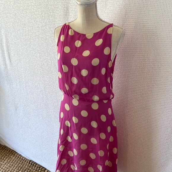 JACK MULQUEEN 100% Silk Violet Polkadot Dress Size 10 - Picture 8 of 9